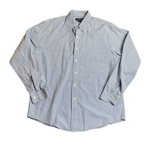 Brooks Brothers Blue and White Checkered button down sports shirt large - Picture 1 of 8